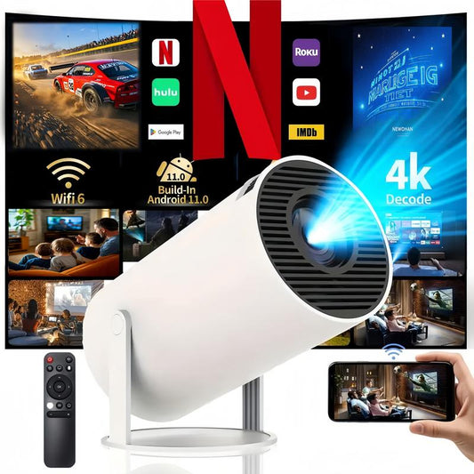 🎥 Transform any space into a 4K cinema! Smart Portable Projector with WiFi 6 & Bluetooth 5.0 — perfect for home or outdoor movie nights. Crystal-clear, compact, and made for epic entertainment! 🍿✨